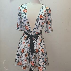 Floral deep V Neck Dress